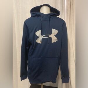 SM under armour high neck hoodie cold gear loose fit navy sweatshirt with hood